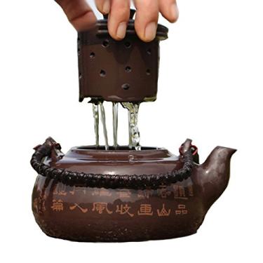 Imagem de Funnytoday365 Filtro de pote de chá de argila roxa de grande capacidade utensílios artesanais bule conjunto de chá 700ml W