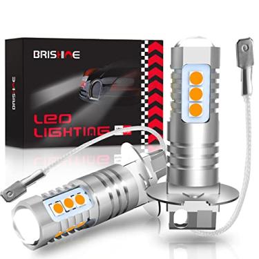 Imagem de BRISHINE Lâmpadas de neblina de LED H3, pacote com 2, lâmpadas de LED H3 extremamente brilhantes 3030 chips com projetor para faróis de neblina de carro, luzes diurnas DRL (amarelo dourado)