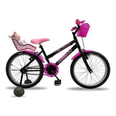 Imagem de Bicicleta Infantil Feminina Aro 20 Com Cadeirinha + Boneca - Duas Roda