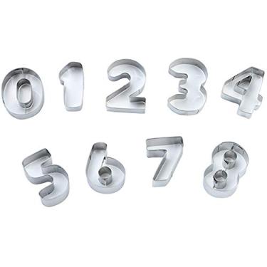 Imagem de Cortador de Biscoito e Massas Numeros em Inox 09 Peças