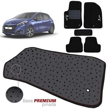 Imagem de Jogo de Tapete Carpete Tevic Pinado Peugeot 208 2016 17 18 19 Impermeável Lavável Logo Bordado 5 Peças