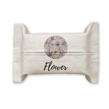 Imagem de Bolsa de linho de algodão com estampa roxa de flor para lenços faciais