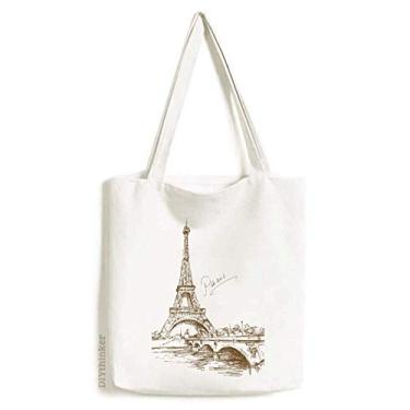 Imagem de The Eiffel Tower Paris França sacola de compras bolsa casual bolsa de mão