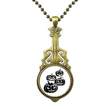 Imagem de DIYthinker Colar de abóboras pretas de Halloween com pingente de música de guitarra antiga