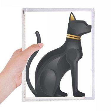 Imagem de Caderno com estampa abstrata de gato preto do Egito Antigo Diário de folhas soltas recarregável