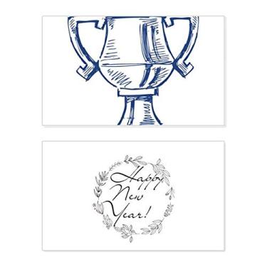 Imagem de Cartão de felicitações Blue New Year Festival Trophy Campeonato de Futebol Bless Message Present
