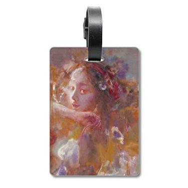 Imagem de Orange XJJ Bagagem Pintura a Óleo Bolsa Etiqueta Bagagem Etiqueta Scutcheon Etiqueta