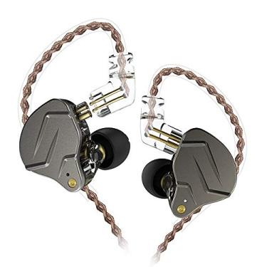 Imagem de erjigo Fones de ouvido intra-auriculares KZ ZSN Pro Dynamic Hybrid Dual Driver, cabo removível, sem emaranhamento, fones de ouvido intra-auriculares (cinza sem microfone)