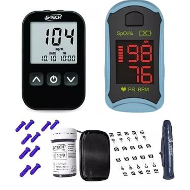 Imagem de Kit Oximetro C/Medidor De Glicose Diabetes +lancetas +tiras