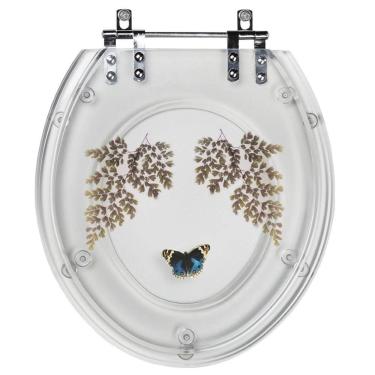 Imagem de Assento Sanitário Tampa de Vaso Convencional Oval Transparente Decorado