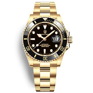 Imagem de Relógios masculinos Pagani Design automático para homens, moda luxuosa, relógio dourado, NH35, mecânico, mergulhador, relógio de pulso, presentes elegantes para homens, Dourado, preto, submarino