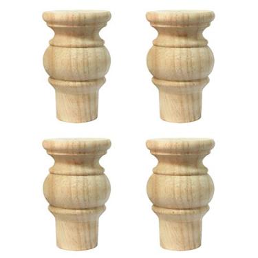 Imagem de WEICHUAN Móveis de madeira maciça pernas coque pés substituição sofá sofá cadeira otomana namoradeira mesa de centro armário TV suporte cômoda pernas de madeira conjunto de 4 (10 cm, inacabado)