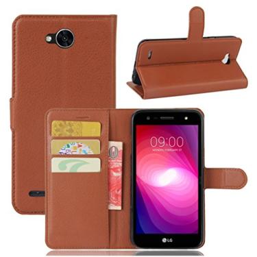 Imagem de Capa para LG X Power2, capa carteira flip de couro PU premium com compartimento para cartão, suporte e fecho magnético [capa interna à prova de choque de TPU] Compatível com LG X Power2