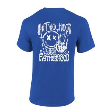Imagem de Camiseta masculina divertida de manga curta divertida Dia dos Pais Ain't No Hood Like Fatherhood, Azul royal antigo, GG