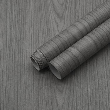 Imagem de SECOCTSR Papel de parede de madeira cinza papel de parede de madeira autoadesivo papel de contato removível para armários parede decorativo de madeira recuperada papel de parede forro de gaveta de vinil 39,9 cm x 1,29 m