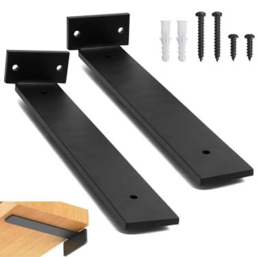 Imagem de RIO DESIGN99 Mão Francesa 25cm Cantoneira Invisível - Preto - 2 Unidades - Reforçada Industrial Invertida Suporte Aço Ferro Em T 250mm