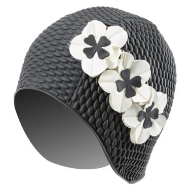 Imagem de Sporti Touca de natação floral bolha - flores pretas/marfim