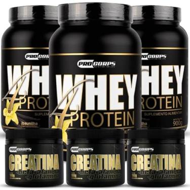 Imagem de Combo 3 Whey 4 Protein 900g + 3 Creatina 100g (900g, Baunilha)