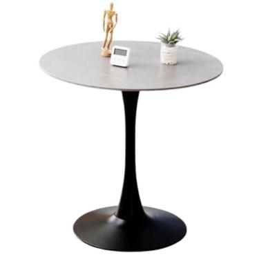 Imagem de Mesa de bar alta mesa de jantar redonda de 73 cm para restaurante, estilo tulipa de mármore de meados do século, mesa de jantar redonda com base de pedestal para sala de estar, cozinha, café,
