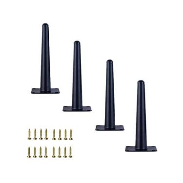 Imagem de 4 peças de pernas de mesa oblíquas, pernas de armário de metal, pernas de móveis em cone, aço inoxidável, colocação de base silenciosa antiderrapante para sofás, mesas e outras pernas de móveis (reto