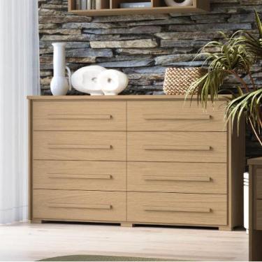 Imagem de Cômoda Grande com 8 Gavetas Angra - Móveis Rimo, Carvalho