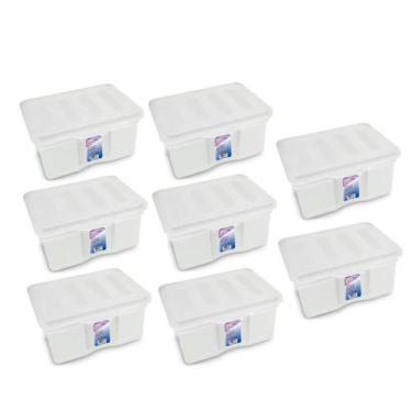 Imagem de Kit 8 Caixas Organizadoras Multiuso C/ Tampa 5L Transparente - Arqplas