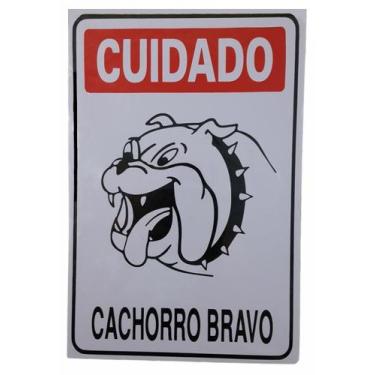 Imagem de Placa Cuidado Cachorro Bravo Portao Advertencia Bulldog - Ja Placas
