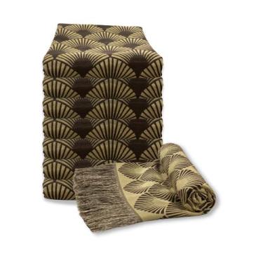 Imagem de Manta Xale Para Sofá Protetora Marrom e bege Dupla Face Franja Lisa 1,