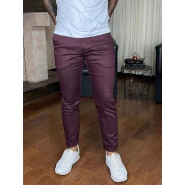 Imagem de Calças Sport Fino Skinny Masculina Bolso Faca - Next Jeans, Vinho, 46