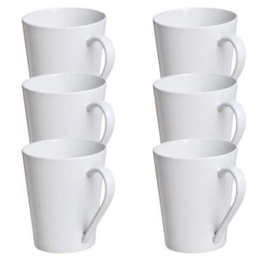 Imagem de Jogo 6 Caneca Chá Café Branco 250ml Em Porcelana - Mundo Da Porcelana