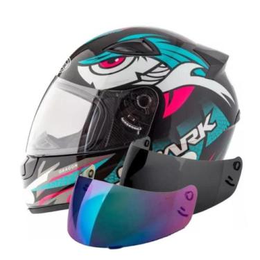 Imagem de Capacete Ebf Spark Dragon Preto Tiffany Mais Viseira Fumê e Camaleão, 