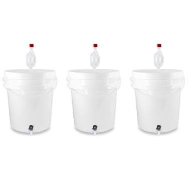 Imagem de 3 Unidades Balde Fermentador 5 litros Com Torneira e Airlock Para Cerv