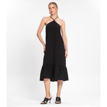 Imagem de Vestido Midi de Alça e Babados em Air Flow Rovitex Preto, M, Preto
