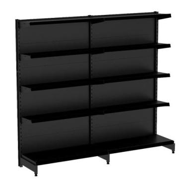 Imagem de Gondola Parede 170 Fit Kit 2 Metros Preto 10 Bandeja Sp Etiqueta - Ama