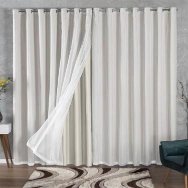 Imagem de Cortina Blackout Tecido 4 Metros com Voil 4,00x2,80 - Feffo Cortinas, 