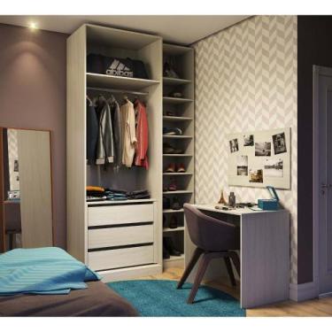 Imagem de Guarda Roupa Closet sem Portas 3 Peças com Escrivaninha, Sapateira, 3 