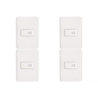 Imagem de Kit C/4 - Conjunto Perlex Aros 4X2 Branco Com Placa(1Camp...