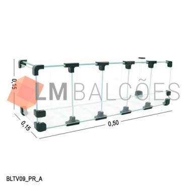 Imagem de Baleiro Expositor Preto de Vidro 0,50 x 0,15 x 0,15m - LM Balcoes