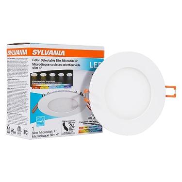 Imagem de SYLVANIA Microdisco fino de 10 cm, Kit de luz embutida de caixa de junção, LED 13W, 5 CCT Color Select, 2700K/3000K/3500K/4000K/5000K, 800 Lumens, 90 CRI, Dimmble - 1 pacote (61404)