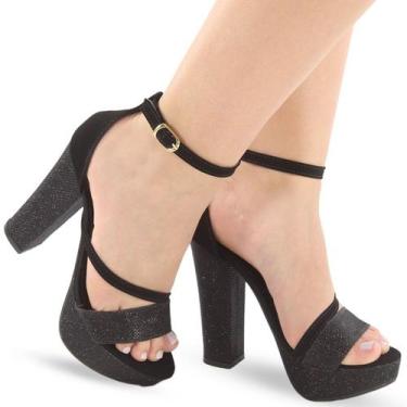 Imagem de Sandália Feminina Salto Grosso Alto Meia Pata Confortável P125 - Modar