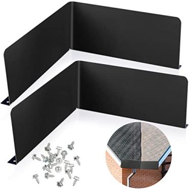 Imagem de Amylove 2 peças de proteção contra respingos de calha de chuva vale, desviador de desviador de telhado de chuva com 20 parafusos, calhas para telhados de telha plana residencial, canto (estilo curvado