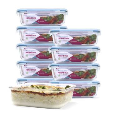 Imagem de KIT 10 Potes de Vidro Retangular com Tampa Hermética 1520ml - U4home, 