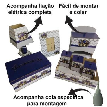 Imagem de Kit Bebe Quarto Menino Coroa Decoração Berço Maternidade Mdf - Mdf Sto