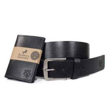 Imagem de Kit Cinto Masculino Em Couro + Porta Cartão Em Couro - Use Young, Pret