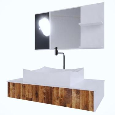 Imagem de Gabinete Banheiro Madri 80 Western Sem Gaveta C/Cuba + Combo Branco - 