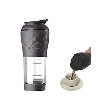 Imagem de Cafeteira Portátil Pressca 350 ml, com isolamento térmico. Filtro reutilizável de inox. Infusora de chá manual. Livre de BPA. 22 cm de altura.