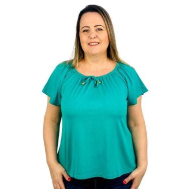 Imagem de Blusa Feminina Ciganinha Manga Curta Lisa - Coalizão Fashion, Verde es