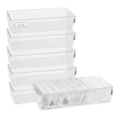 Imagem de KIt 6 Organizador De Gavetas Transparente Acrilico Calcinha - Plastutt