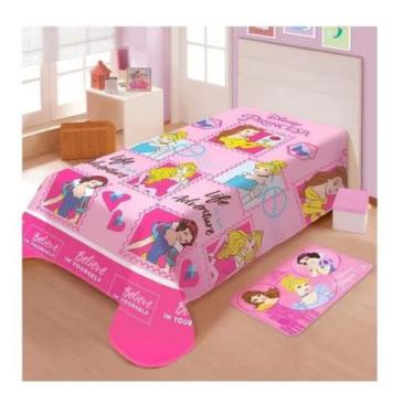 Imagem de Cobertor Manta Jolitex Soft Princesas 2m x 1.5m, Rosa, Solteiro