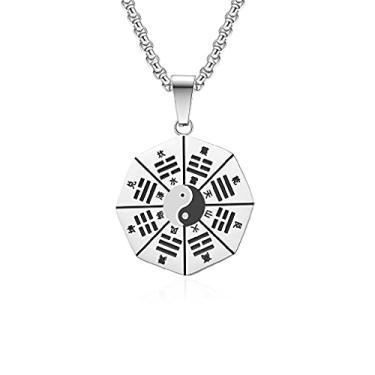 Imagem de Colar gargantilha com pingente de taoísmo Yin Yang Tai Chi para homens, aço inoxidável, titânio, casal, declaração, caixa grossa, colar de corrente de corrente inspiradora, presentes de Natal, pai,